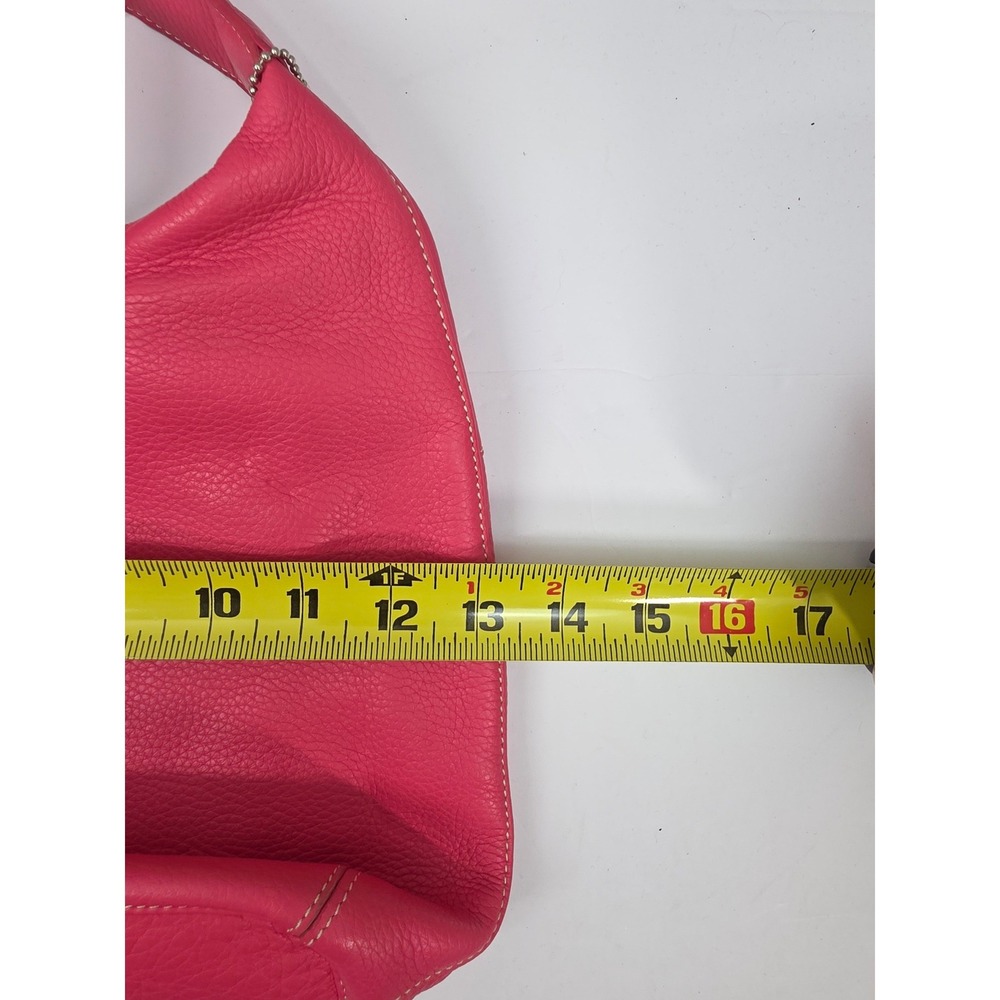 Tig & Co Pink Pebbled Genuine Leather Hobo Shoulder Bag Contrast Stitch Slouchy - Picture 5 of 6